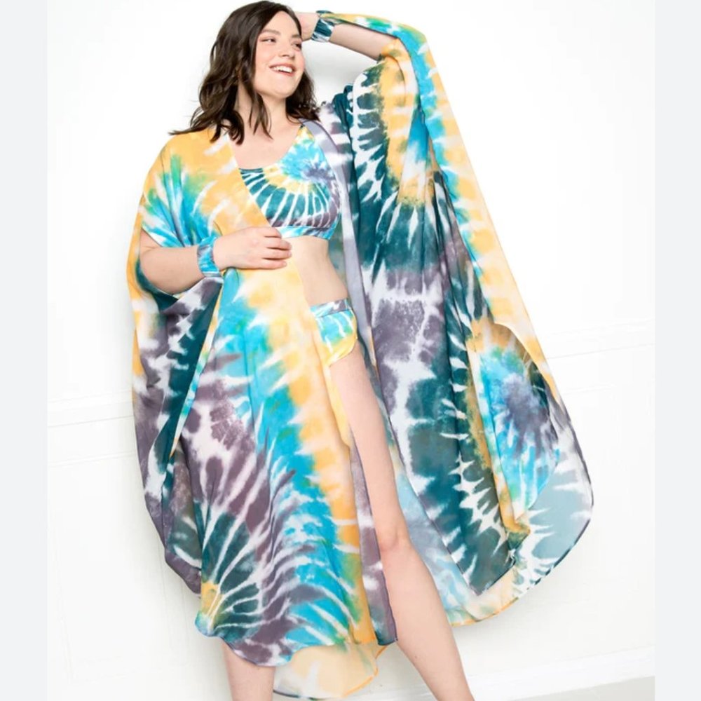 Tie Dye Cover Up with Wrist Band One Size
